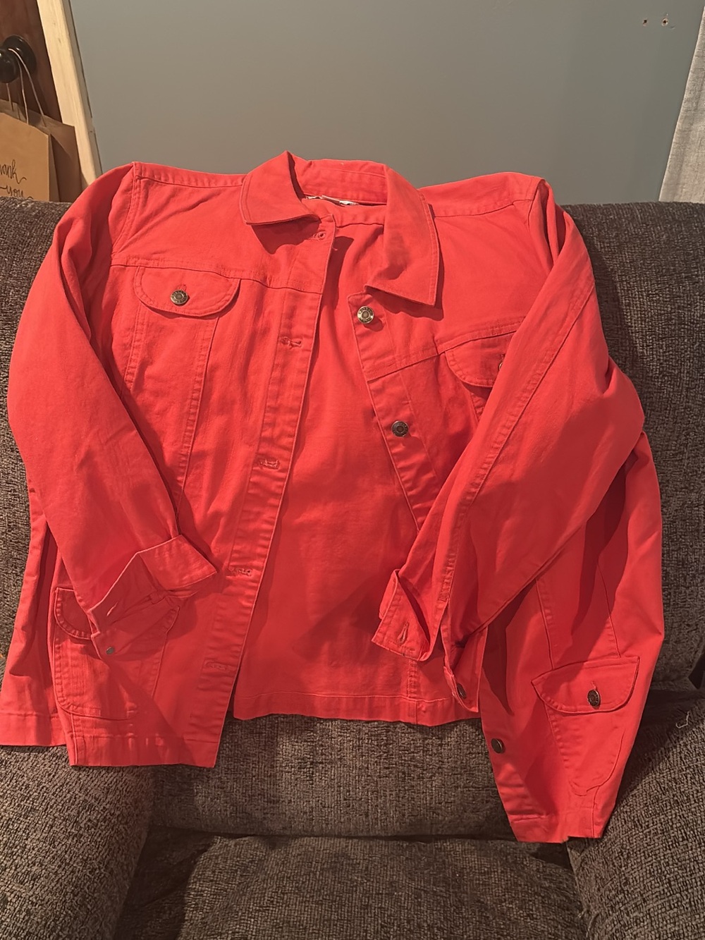CJ Banks Bright Coral/Red Denim Jacket